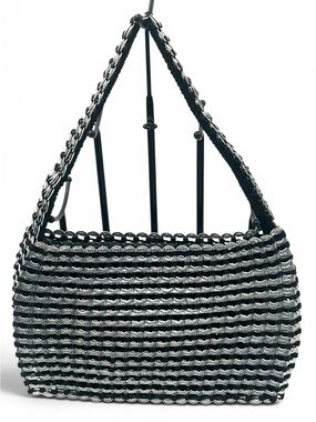 Escama Studio Socorro Black Pop Tab Crochet Shoulder Bag Fair Trade EUC